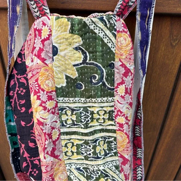 ✨VINTAGE KANTHA SARI BOHO BACKPACK - Picture 9 of 11